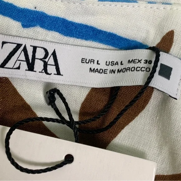 NWT Zara Tropical Print Mini Dress Linen Blend Sundress - Picture 11 of 13